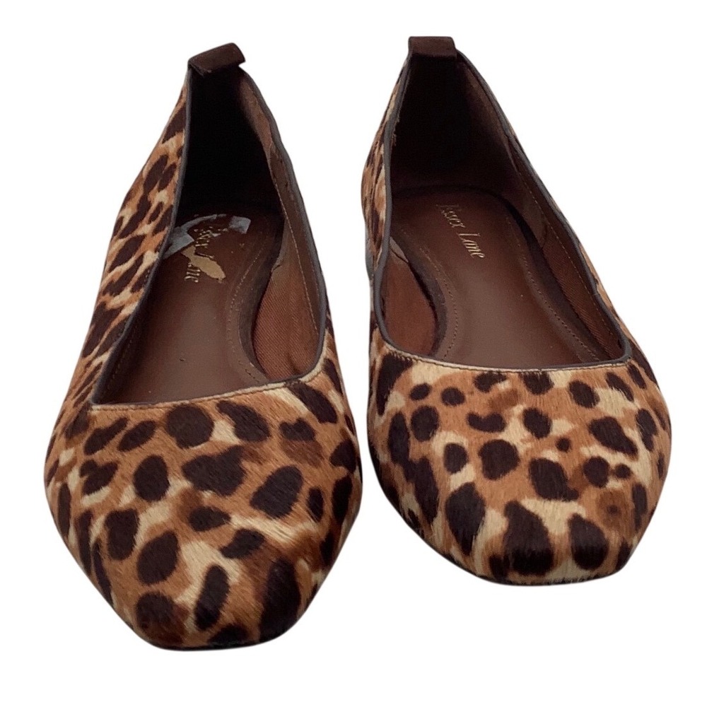 Essex Lane Womens Leopard Print Calf‎ Hair Ballet Flats Brown Tan Size 8.5M
